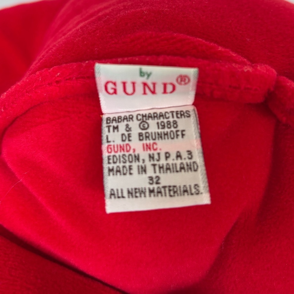 Vtg Gund Babar the Elephant Plush 1988 Macys 14” Stuffed Animal Red Suit Crown - Picture 9 of 10